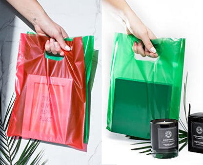 Choice Marts 200 Red And Green Plastic Bags 9x12 Merchandise Bags - color: Red & Green