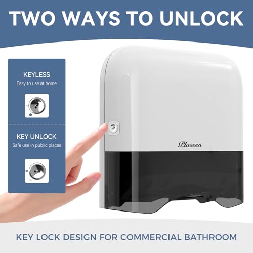 Commercial Paper Towel Dispenser Wall Mount Adhesive 250+ Multifold Trifold c-Fold Folded Hand Towel Dispenser for Bathroom 12" L x 3.8" W x 11.9" H - color: White