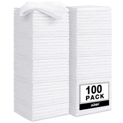 AIDEA White Microfiber Cleaning Cloth, 100PK, Cleaning Rags, 11.5"×11.5" - color: White
