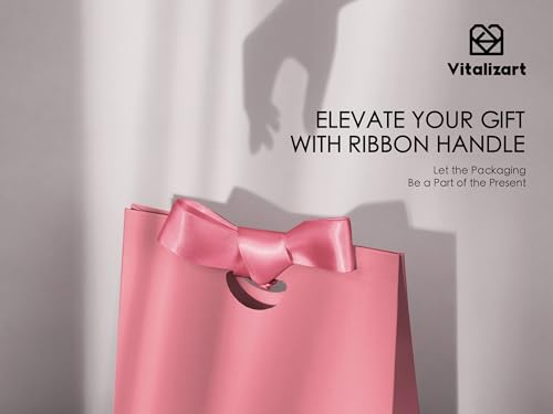 Vitalizart Paper Gift Bags With Ribbon Handles Small Pink Bulk Pack - color: Pink, size: Small Size/10pcs