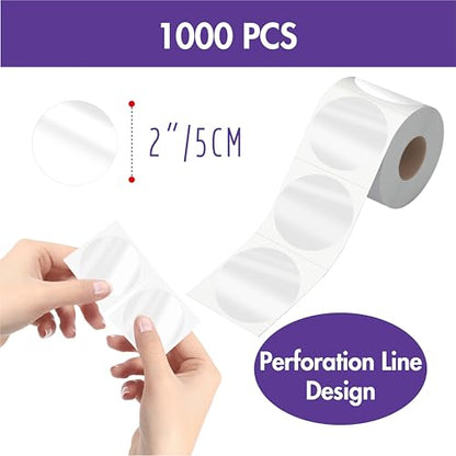 1000 PCS Round Clear Seal Stickers, Transparent Envelope Mail Wafer Seal Self Adhesive Package Circle Label Dots with Perforation Line for Envelopes, Boxes and Gift Packaging (2” in Diameter) - size: 2 inch-1000
