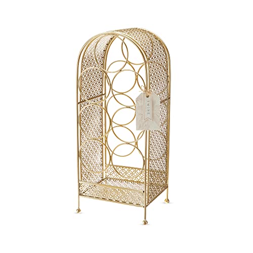 Twine Trellis Wine Rack, Holds 7 Bottles, Gold Countertop Wine Storage, Cast Iron - style: Trellis Wine Rack - 7 Bottle