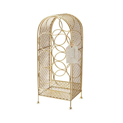 Twine Trellis Wine Rack, Holds 7 Bottles, Gold Countertop Wine Storage, Cast Iron - style: Trellis Wine Rack - 7 Bottle