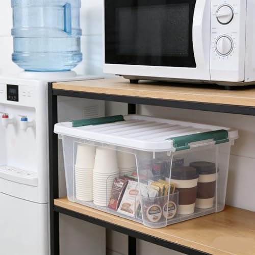 Latching Storage Bins with Lids, 20 Qt Stackable Box, 4-Pack - size: 20 Quart