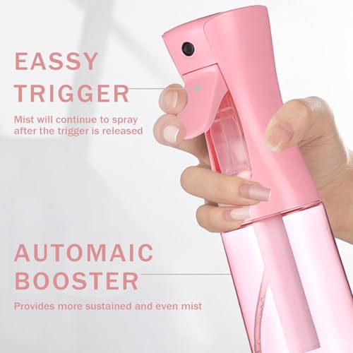 3 Pack Spray Bottles, 2-Pack Continuous Spray Bottles,Fine Water Mist Spray Bottles for Hair 6.8 OZ (200 ML) and 1oz 30ml Travel Spray Bottle Mister for Cleaning,Hairstyling,Plants,Pets Pink Black - color: Pink Black