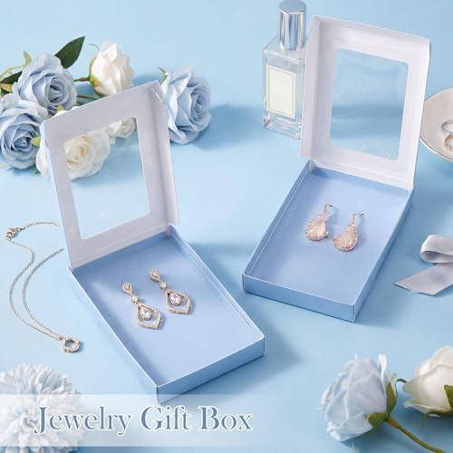 Crtiin 30 Pack Jewelry Gift Boxes Set with Clear Window, Haze Blue - color: Haze Blue