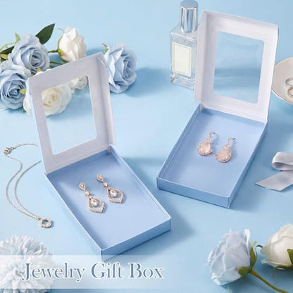 Crtiin 30 Pack Jewelry Gift Boxes Set with Clear Window, Haze Blue - color: Haze Blue