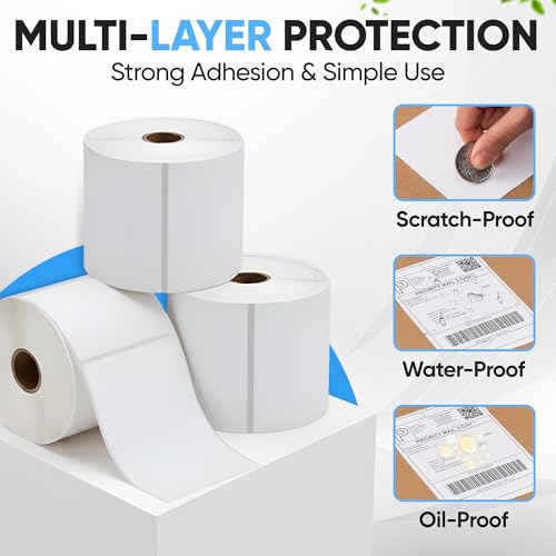 4"x6" Direct Thermal Label Roll, Shipping Labels with Perforated, Commercial Grade for Thermal Printer, 500 Labels/Roll, 4 Rolls (2,000 Labels Total) - size: 500*4 Roll Labels