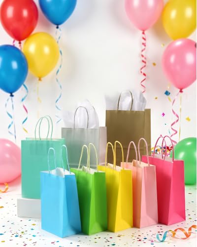 AZOWA Blue Paper Bags Gift Bags with Handles (4x2.4x6 in, 25 CT) - color: Blue, size: X-Small (Pack of 25)