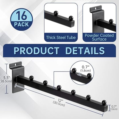 16 Pack Waterfall Slatwall Hooks, Heavy Duty Slatwall Display Hangers and Accessories for, Retail Display, Garage, and Home Storage (12 Inch) - size: 12 Inch