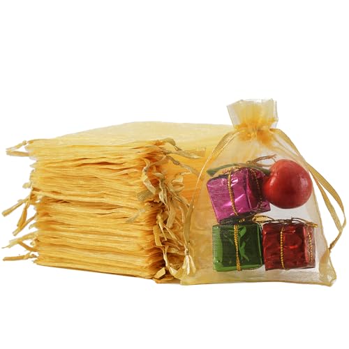 Meowoo 100PCS Organza Bags (3x4inch, Gold) - color: gold-3x4in-100p, size: 3x4in