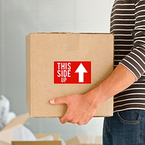 Hybsk 3x5 Inch This Side Up Warning Stickers for Shipping and Packing Total 100 Per Roll (Pack of 2) - size: 3x5 inch (Pack of 2)