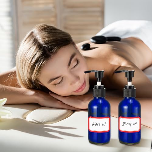 Fumete 2 Pack Glass Spray Bottles 4oz,Blue, Black Top,Pump Bottle - color: Blue, Black Top, style: Pump Bottle
