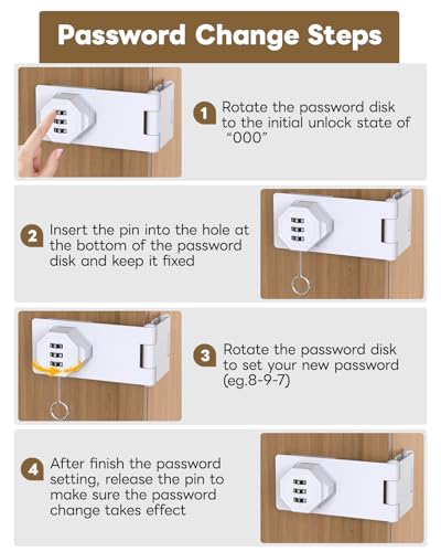 3-Digit Keyless Cabinet Lock with Combination Code - color: White