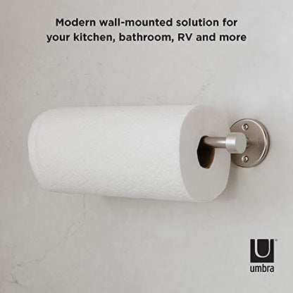 Umbra Cappa Wall Mount or Under the Counter Paper Towel Holder, 14" L x 4" W x 2.6" H, Nickel - color: Nickel, size: 14"L x 4"W x 2.6"H