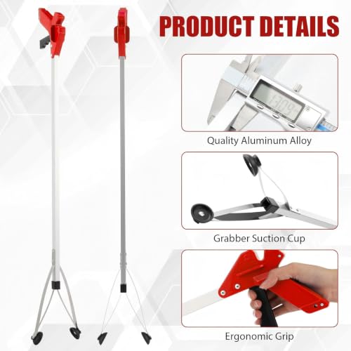 Sabary 5 Pack Suction Cup Grabber Reacher Tool Trash Picker,Red,35inch - color: Red, size: 35 Inch