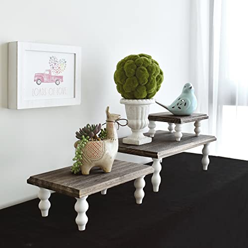 Ikee Design 3 Pcs Set Wooden Display Riser - color: Coffee, 3 pcs