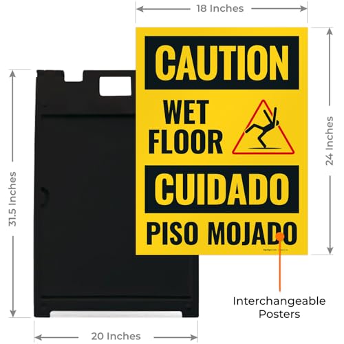 Caution Wet Floor Sign Kit, - size: 18x24 Inches, style: A-frame + 2 Panel Kit