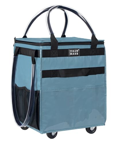 Reusable Grocery Bag on Wheels, Rolling Tote, 46 LBS, Small - color: Blue, size: Small