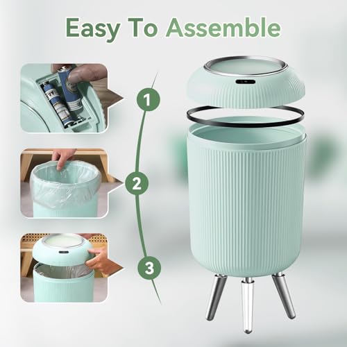 Procade Blue Bathroom Trash Can with Lid,Small Automatic Touchless Trashcan - color: Blue