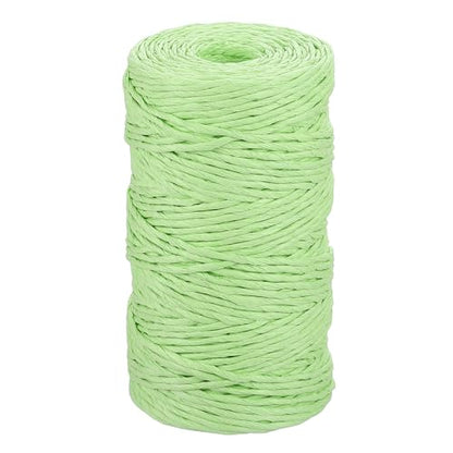 MECCANIXITY Green Raffia Ribbon,98 Yard Natural Raffia Paper String 2mm Wide Twisted Raffia Yarn Twine for Gift Wrapping Crocheting Knitting DIY Crafts - color: Green