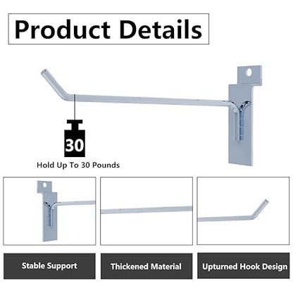 4" Slatwall Hooks Chrome Metal, 25pcs Silver Slat Wall Accessories - color: Chrome, size: 4 Inch