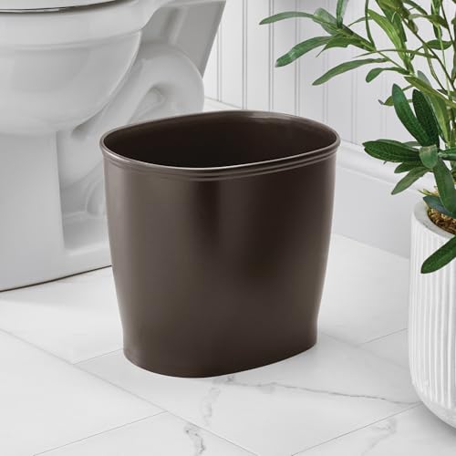 iDesign Slim Plastic Bathroom Trash Can, Bronze - size: 12" x 8" x 10"