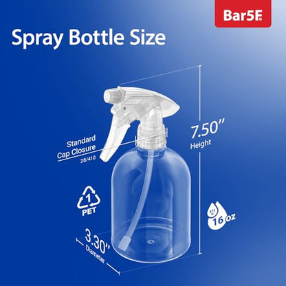 Bar5F Empty Clear Spray Bottle, 16 Oz, Pack of 3