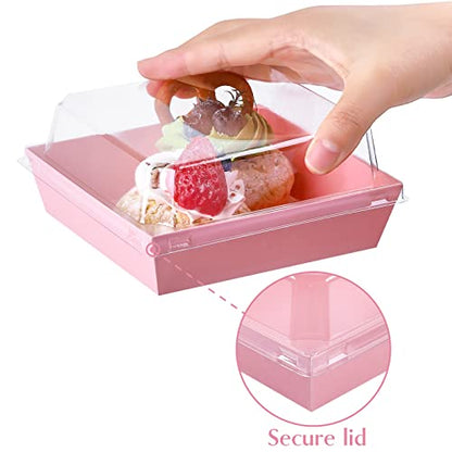 Ocmoiy Charcuterie Boxes with Clear Lids, 5 Inches, 50 Pack, Pink - color: Pink