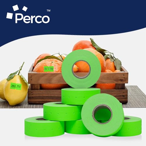 Perco 1-Line Green Blank Price & Date Gun Labels – 32 Rolls, 32,000 Count - color: Fluorescent Green, size: 4 Sleeves