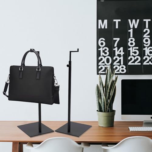 Purse Display Stand - 2 Pack Solid Black Bag Display Rack Stands, Counter Adjustable Height Stainless Steel Purse Handbag Holder Display Stand - color: Black