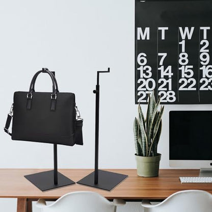 Purse Display Stand - 2 Pack Solid Black Bag Display Rack Stands, Counter Adjustable Height Stainless Steel Purse Handbag Holder Display Stand - color: Black