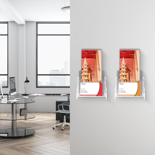 Threehoney 4 Pcs 4x9 Brochure Holder Wall Mount Clear Acrylic Rack