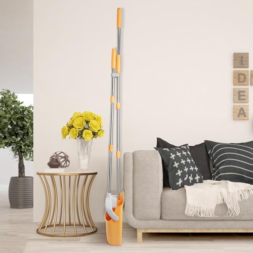 Broom and Dustpan Combo Set,Long Handle, Gray Yellow - color: Gray Yellow 1-pack