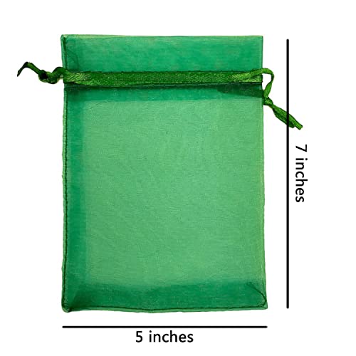 Sheer Organza Mesh Drawstring Gift Bags Reusable 50pcs 5x7 Inch Green - color: Green 5x7in 50pc