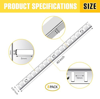 Adjustable Shelf Bracket 40 Inch 8 Pack Silver Shelf Pilaster Strips Shelf Rail Shelf Track Adjustable Wall Shelves Shelf Standards and Supports for Cabinet Closet Organization - size: Silver-40 inch, style: 8pcs pilaster