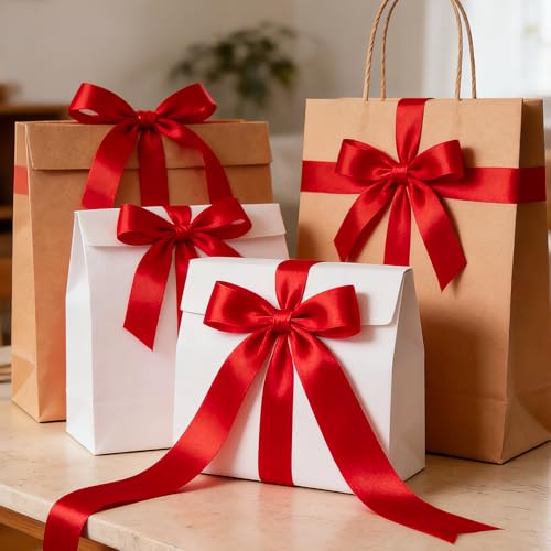 1 in 30 Yards Red Ribbon for Gift Wrapping Wedding Valentine Christmas - color: Red, size: 1 inch