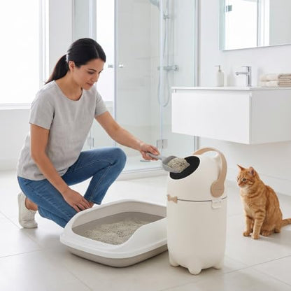 iTouchless Odor-Block Dog Poop Can, 4 Gal Ag+ Silver Ion Trash Bin, Ivory - color: Matte White / Ivory