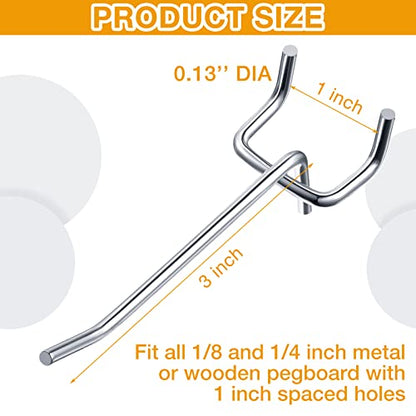 Funrous 100 Pack 4 Inch Stainless Steel Hooks for Pegboard, Silver - size: 4 Inch