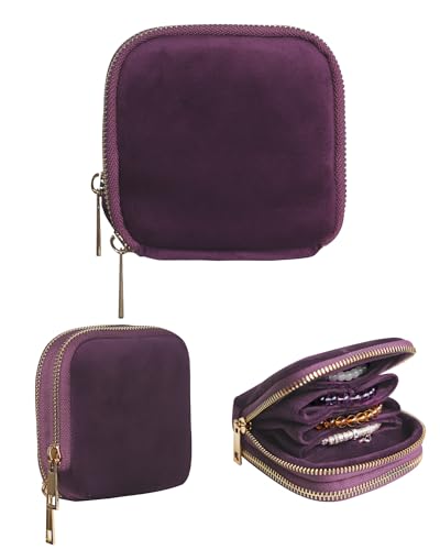 Stratalife Small Travel Jewelry Case, Velvet Storgae Pouch - color: Purple-02