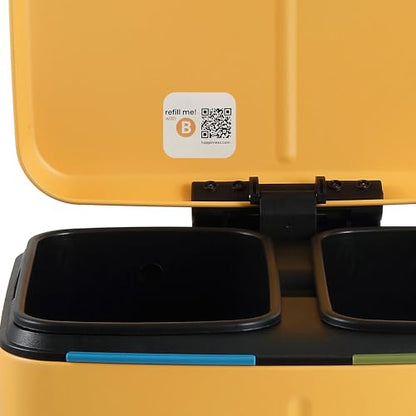 happimess Marco 10.6 Gal Double Bucket Step Trash Can, Daffodil Yellow - color: Daffodil Yellow