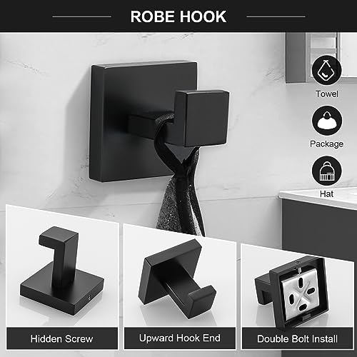 TQKAG 6-Piece Towel Bar Set, 23.6 Inch Bathroom Hardware Set, Matte Black - color: Matte Black, size: 6-Pieces Set-A