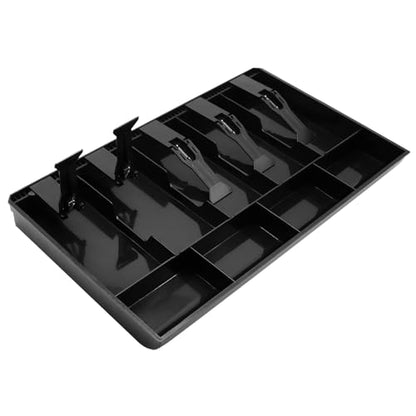 Cash Register Drawer Insert Tray Organizer with 5 Bill/4 Coin Compartments for Money Storage, Black