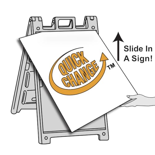 Sign Stand with Prints - One White Signicade Deluxe A-Frame with 2 custom signs