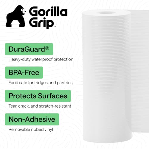 GORILLA GRIP Shelf Liner, Non-Adhesive Cabinet Liners, 17.5"x10' White - color: Bright White (Ribbed), size: 17.5" X 10'