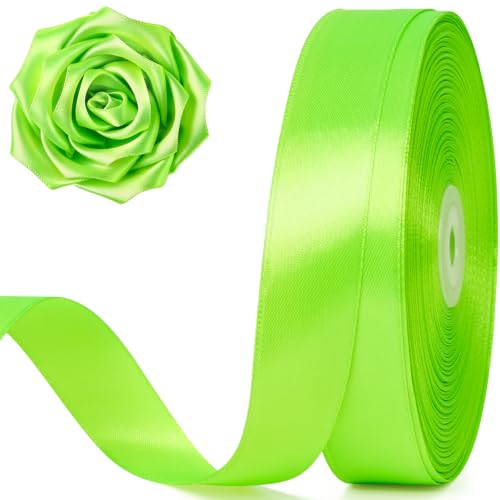 Apple Green Satin Ribbon 1 Inch x 100 Yards - color: Apple Green