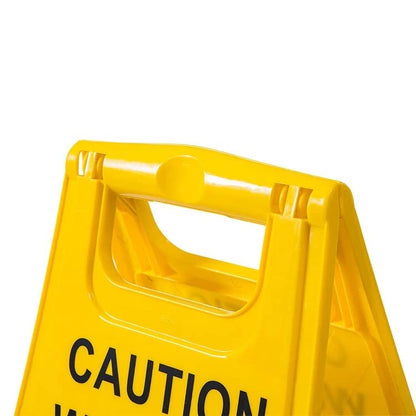 24' Warning sign "CAUTION WET FLOOR" sign double sided fold-out bilingual for public safety indoors and outdoors with two language English/Spanish