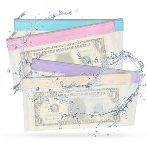 PATIKIL 8.5x4 Inch Money Bags with Zipper, 8Pcs Clear PVC Cash Deposit Bank Pouch Envelopes Check Wallet for Coin Cosmetics Invioce Bill, Multicolored
