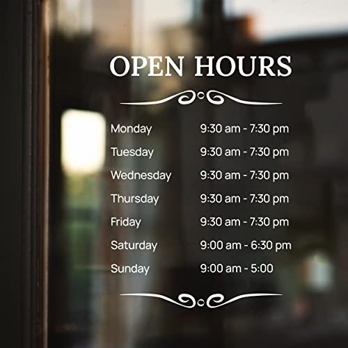 Personalized Business Operation Hours Sign - Custom Hours of Operation Signs for Business, Windows, Glass Door, Storefront, Personalized Store Sign Decal Indoor & Outdoor - Waterproof, Made in USA - size: 35x47 Inches