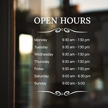 Personalized Business Operation Hours Sign - Custom Hours of Operation Signs for Business, Windows, Glass Door, Storefront, Personalized Store Sign Decal Indoor & Outdoor - Waterproof, Made in USA - size: 35x47 Inches